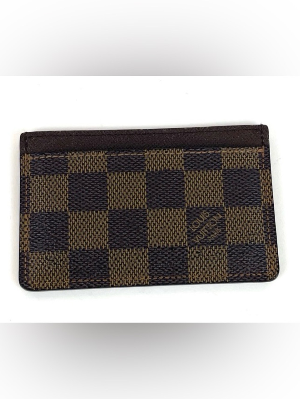 Louis Vuitton Damier Ebene Check Card Holder in Brown